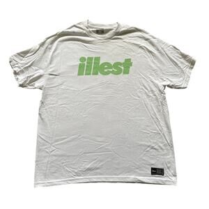 Illest White T-Shirt Green Block Lettering Made in USA Car Streetwear Men XL